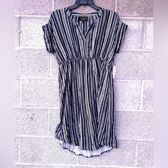 NWT Sweet Wanderer Maternity Dress Women's Size Large Boho Tunic Navy Blue Rayon - Picture 1 of 13